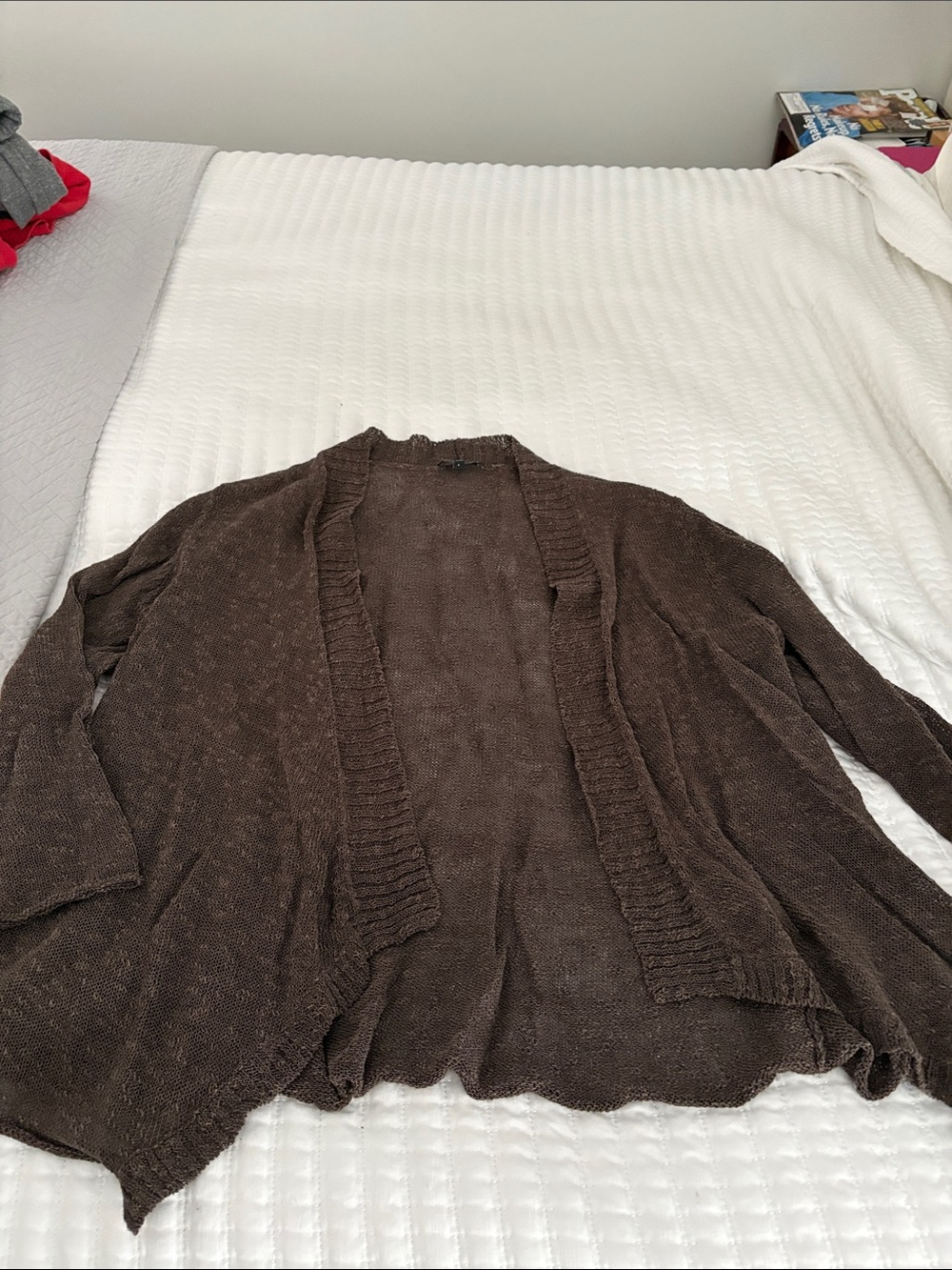 Eileen Fisher Chocolate Brown Open-Front Women's Cardigan Sweater